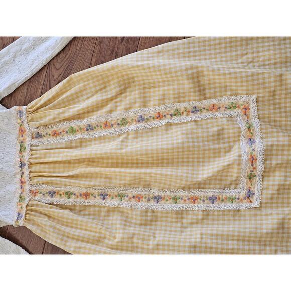 Vintage 1970's Floral Lace Praire Dress Boho Cottagecore Peasant Women's M - Picture 10 of 16